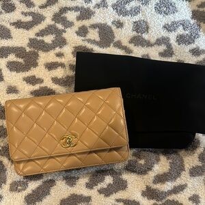 Chanel Beige Quilted Leather Women's Bag